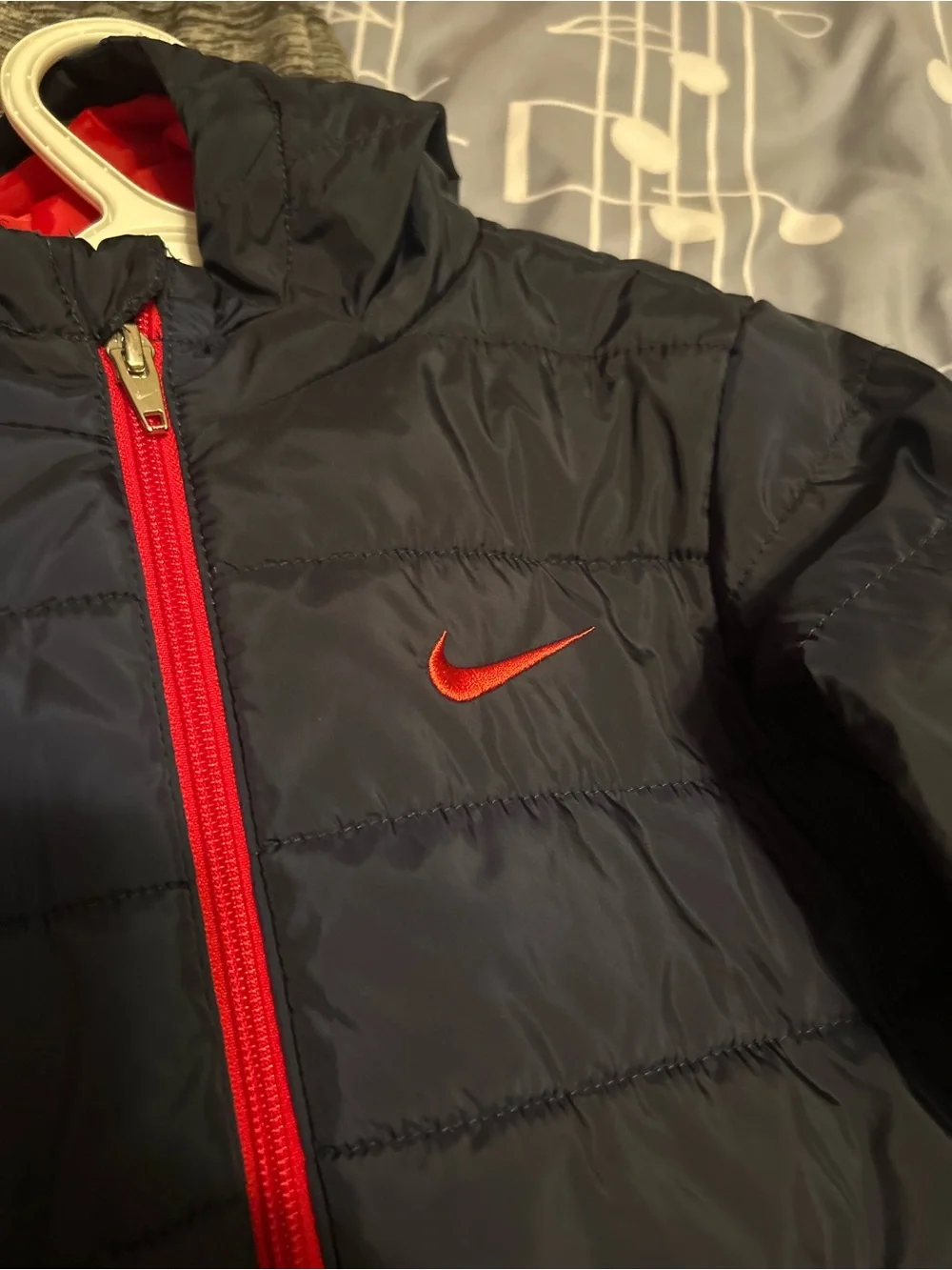 Nike Kids Navy Puffer Jacket with Red Accents